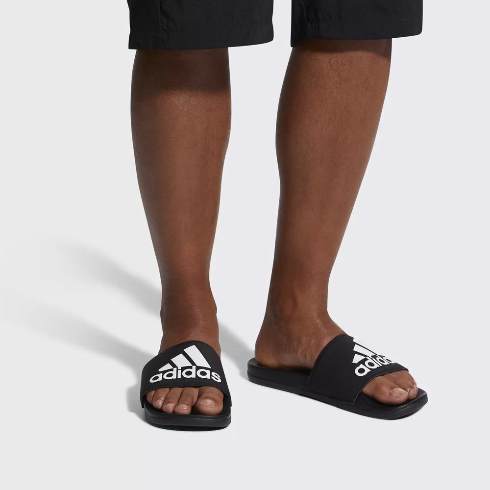 Adidas Adilette Cloudfoam Plus Logo Sandalias Negros Para Hombre (MX-48130)